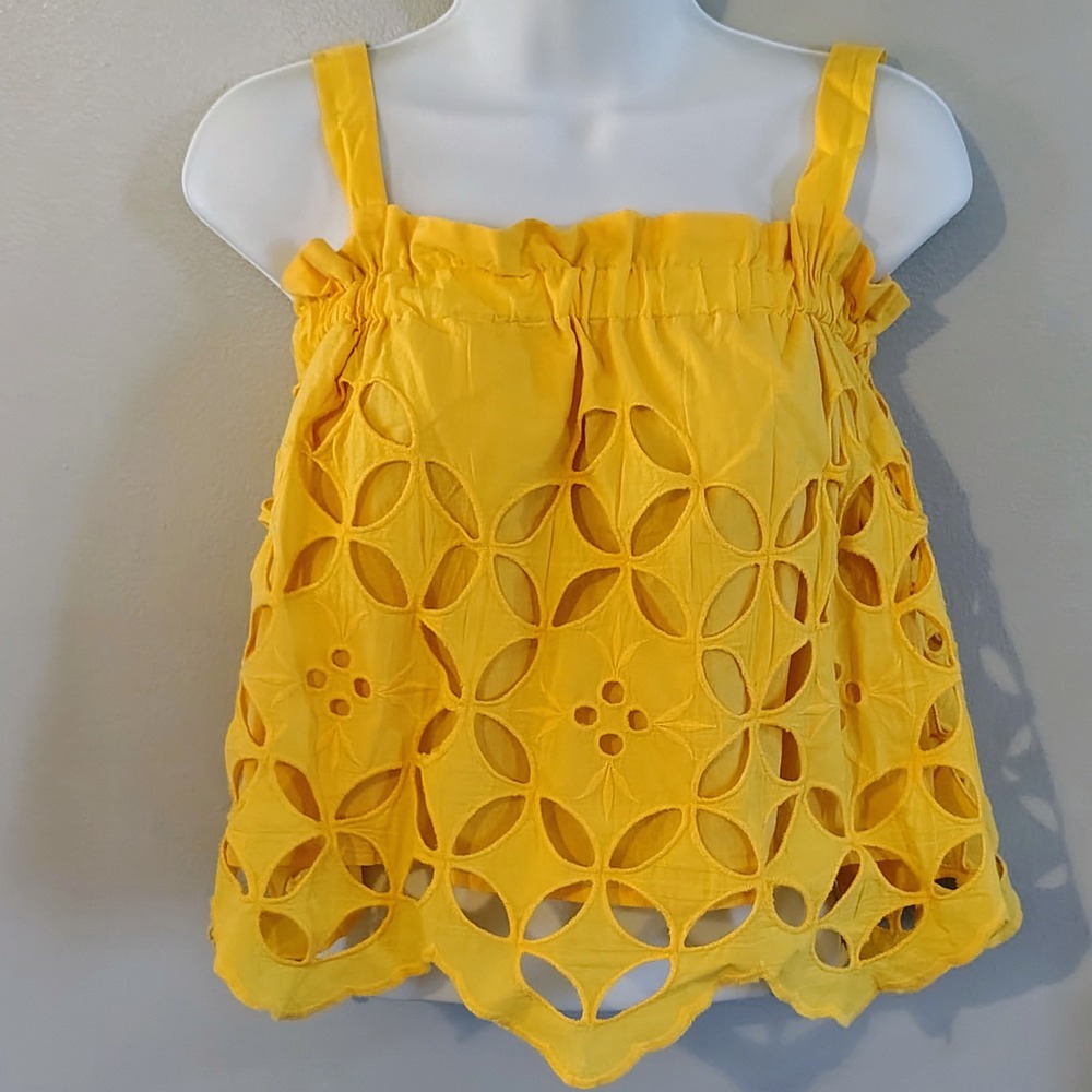 Coco‎ + Jameson Yellow Eyelet Square Neck Tank Top Size S summer party beach